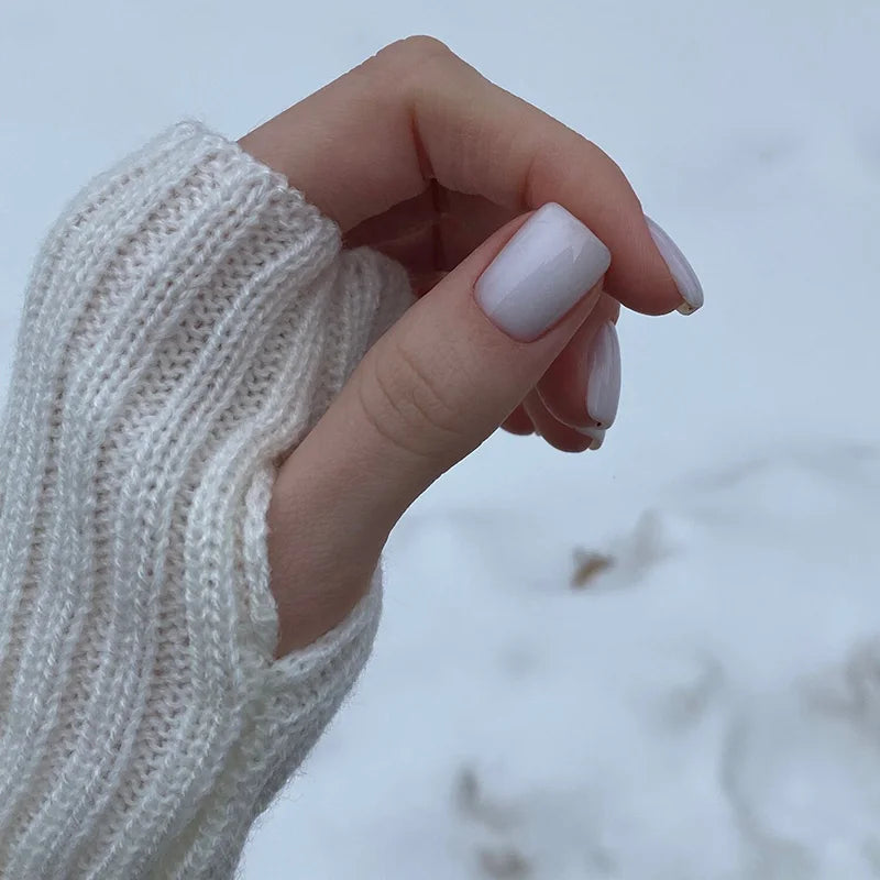 Luvas sem dedos femininas, de inverno, aquecedor de braço, manga de malha, macias