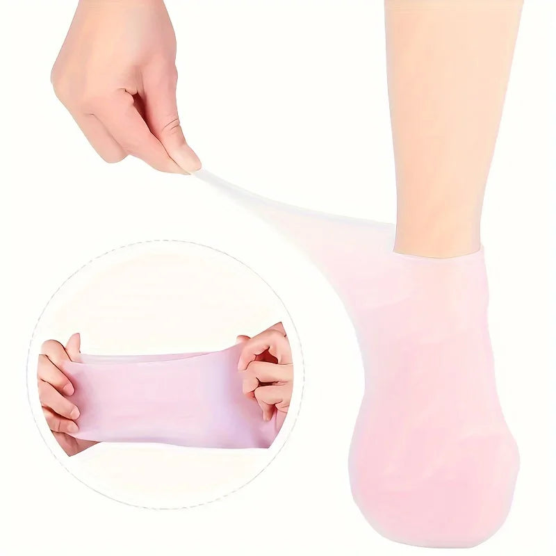 Pacote com 2 meias de gel de silicone hidratantes para pés secos e rachados, nutritivas, lubrificantes para a pele, meias de massagem para cuidados com os pés